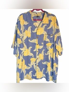 Tommy Bahama 100% Silk Floral Button-Down Hawaiian Shirt